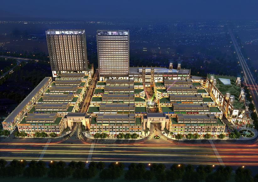 巨溪国际真皮大世界南面鸟瞰夜景